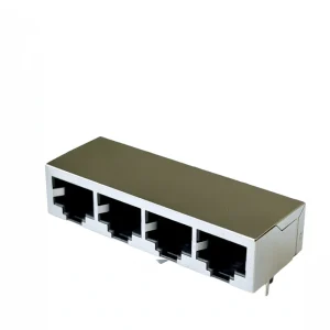 rj45 8p8c 1x4 port shielded 90 degree modular jack pcb mounting